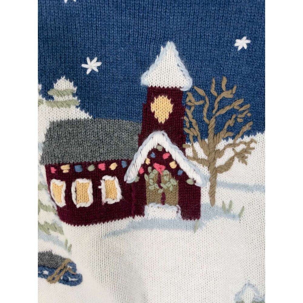 Christopher & Banks Women's XL Winter Scene Hand Embroidered Cardigan Sweater EC - Picture 7 of 11